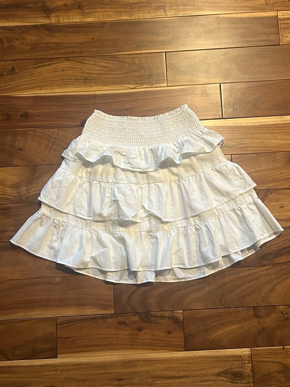 LoveRiche White Tiered Ruffle Skater Skirt